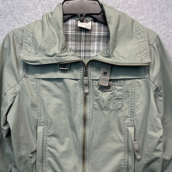 Harley Davidson Lightweight Jacket Womens Small Green‎ Full Zip Embroidered Belt - Picture 2 of 15